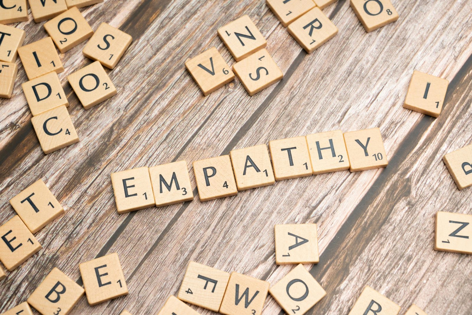 L'empatia è il fondamento di ogni comunicazione efficace Lettere che compongono la parola empatia, fondamento della comunicazione assertiva